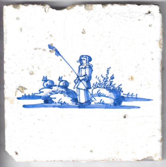 Dutch Delft Tile with a Pastoral Scene, photograph 3