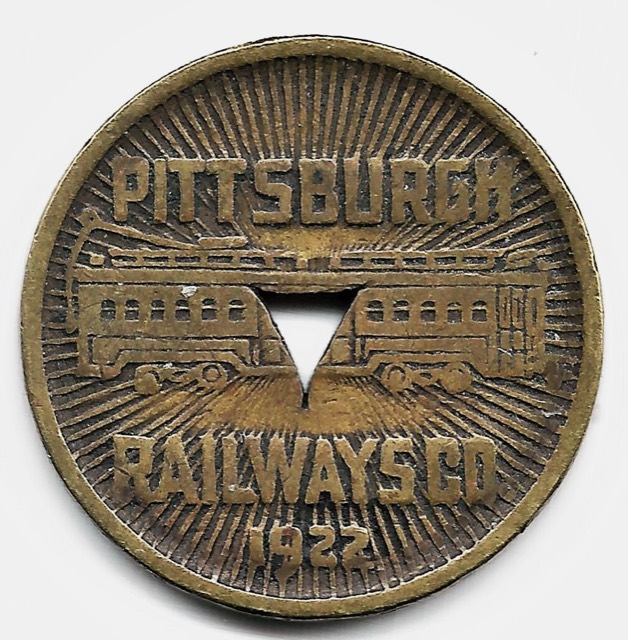 Pittsburgh Railways Co. Transit Token, 1922, Strike Error, photograph 3
