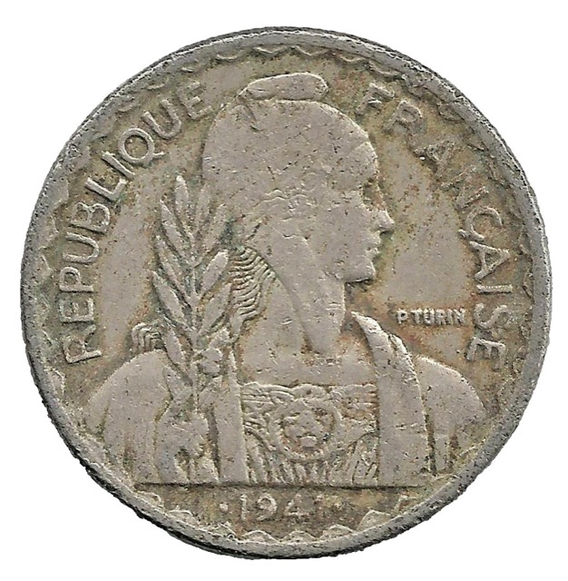 French Indochina, 20 Centimes, 1941-S, San Francisco Mint