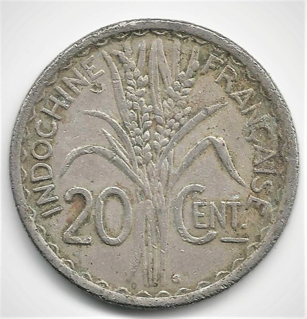 French Indochina, 20 Centimes, 1941-S, San Francisco Mint, photograph 2