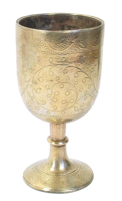 Engraved Brass Chalice Goblet, North India
