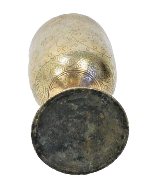 Engraved Brass Chalice Goblet, North India, photograph 3