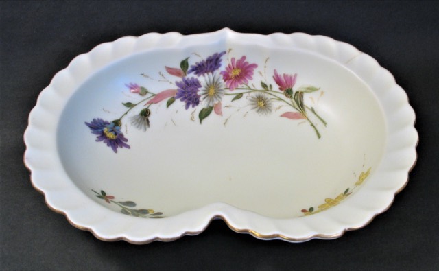 Imperial Austria Porcelain Crescent Bowl, Gilt Floral Decoration