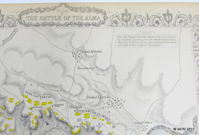 The Battle of the Alma, 1854, Hand-Colored Crimean War Map, photograph 2