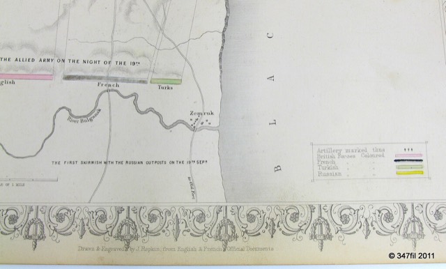 The Battle of the Alma, 1854, Hand-Colored Crimean War Map, photograph 3