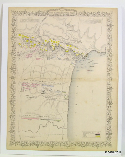 The Battle of the Alma, 1854, Hand-Colored Crimean War Map, photograph 4