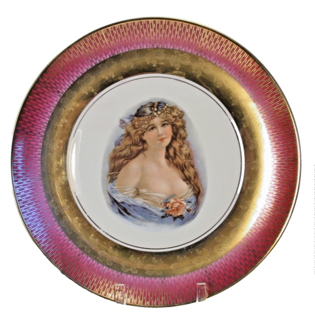 Mitterteich Bavarian Porcelain Portrait Plate of a Maiden