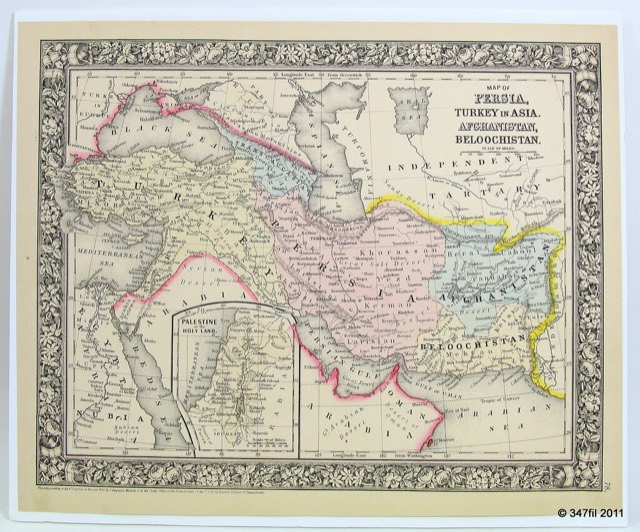 Mitchell Map of Persia, Turkey in Asia, Afghanistan & Beloochistan