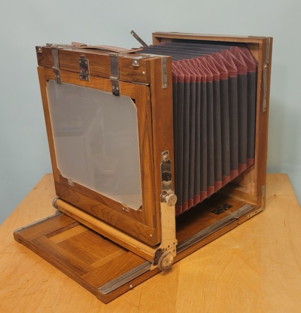 American 7 x 9 Wooden Field Camera with Leather Case, c. 1900