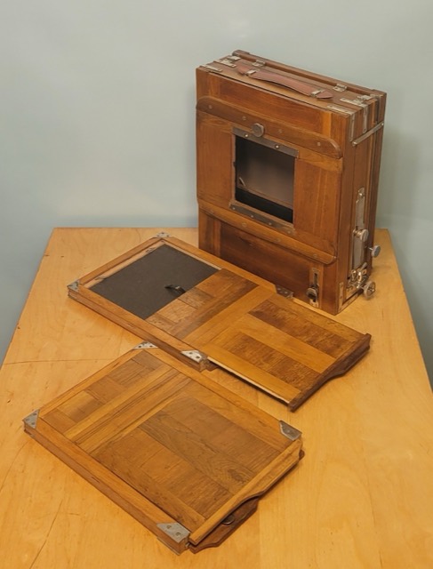 American 7 x 9 Wooden Field Camera with Leather Case, c. 1900, photograph 7