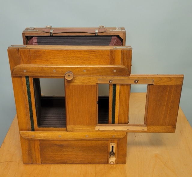 American 7 x 9 Wooden Field Camera with Leather Case, c. 1900, photograph 8