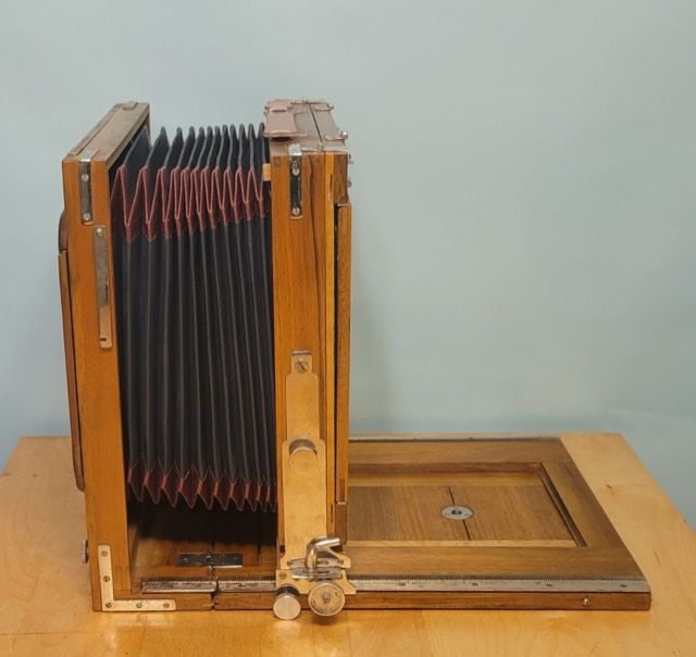 American 7 x 9 Wooden Field Camera with Leather Case, c. 1900, photograph 9