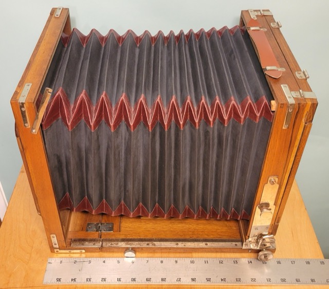 American 7 x 9 Wooden Field Camera with Leather Case, c. 1900, photograph 11