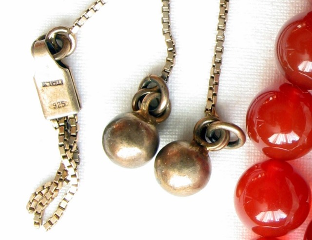 Carnelian Worry Beads with Silver Tassel, 66 Count, photograph 3