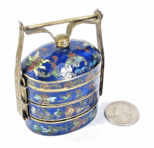 Chinese Cloisonné Enamel Stacking Spice Box