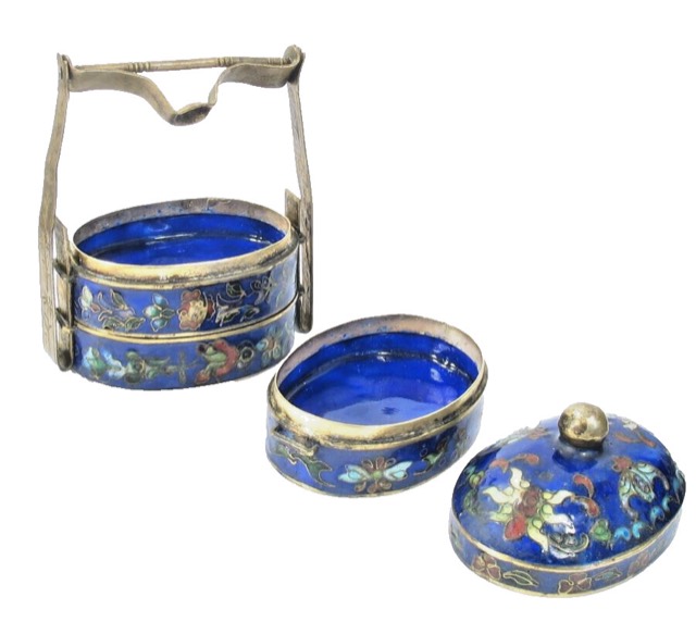 Chinese Cloisonné Enamel Stacking Spice Box, photograph 3