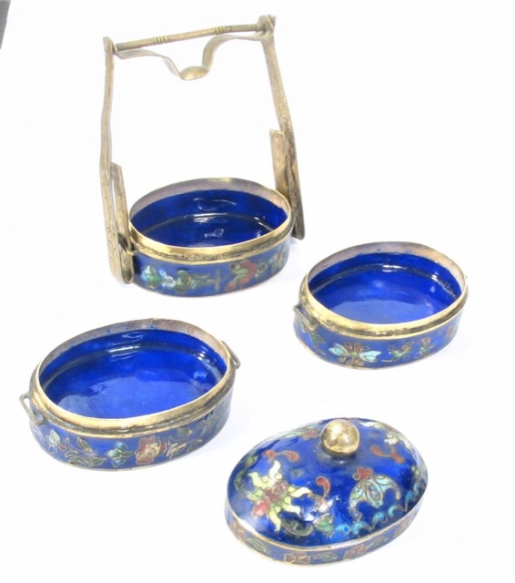Chinese Cloisonné Enamel Stacking Spice Box, photograph 4