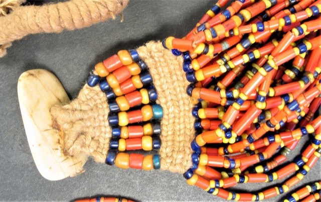 Coral and Glass Seed Bead Torsade Necklace, photograph 3