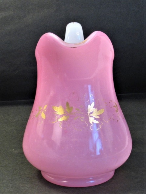 Pink and White Opaline Glass Creamer with Gilt Decoration, photograph 5