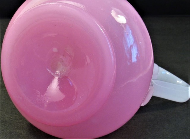 Pink and White Opaline Glass Creamer with Gilt Decoration, photograph 6