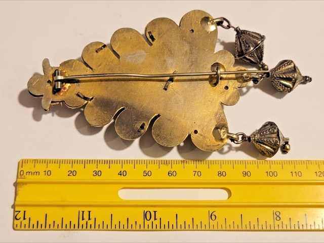 Ottoman Gilt Silver Filigree Brooch, Floral Leaf Form, photograph 3