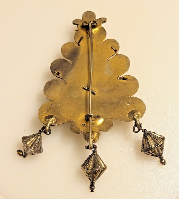 Ottoman Gilt Silver Filigree Brooch, Floral Leaf Form, photograph 4