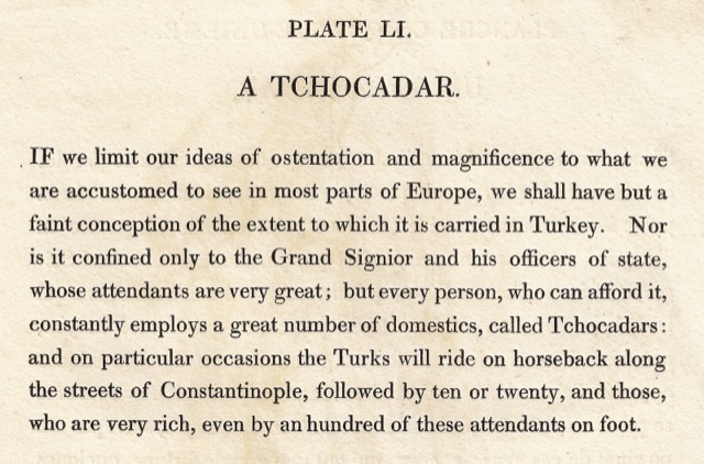 “A Tchocadar”, Dalvimart Plate, The Costume of Turkey, 1802, photograph 3