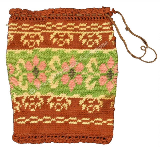 Anatolian Coin Purse in Coral, Green, and Cream Silks, photograph 2