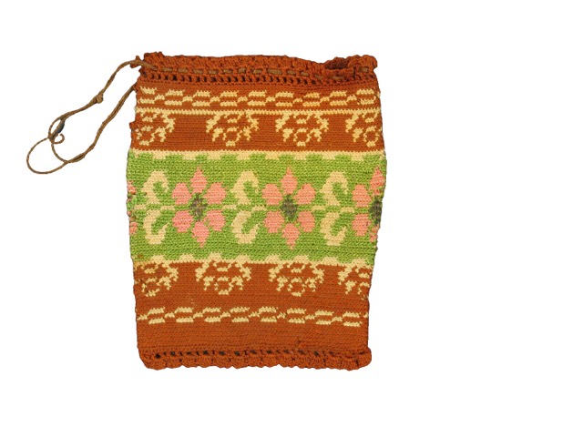 Anatolian Coin Purse in Coral, Green, and Cream Silks, photograph 3