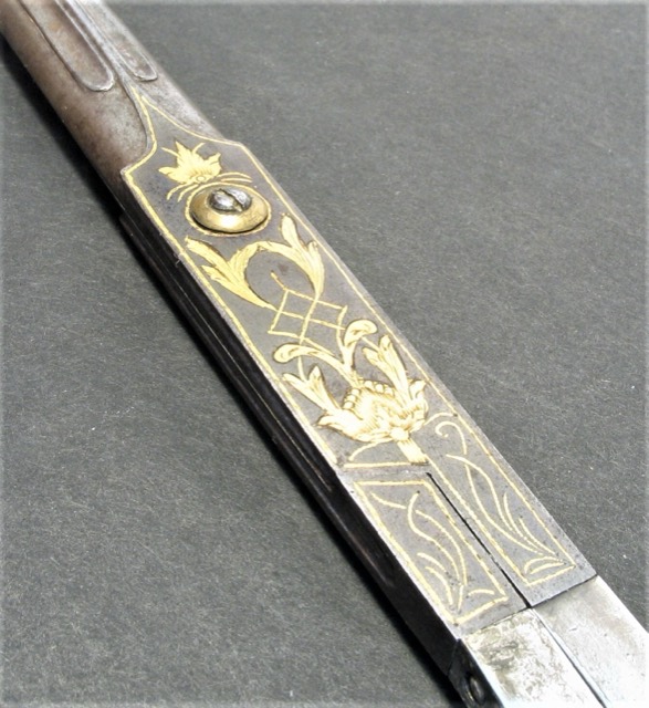 Ottoman Calligraphy Scissors, Gold Damascened with Silver Handles, photograph 7