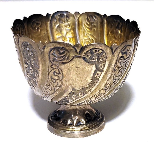 Ottoman Silver Zarf with Tughra and Gilt Interior, photograph 3
