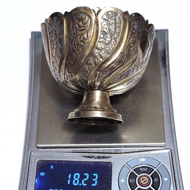 Ottoman Silver Zarf with Tughra and Gilt Interior, photograph 5