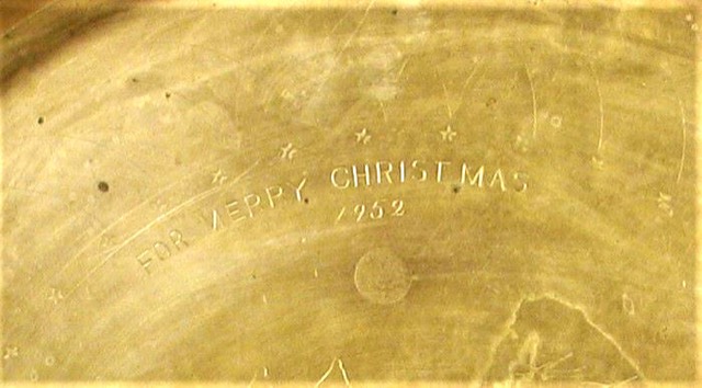 Engraved Korean Brass Tray, Dated 1952, photograph 3