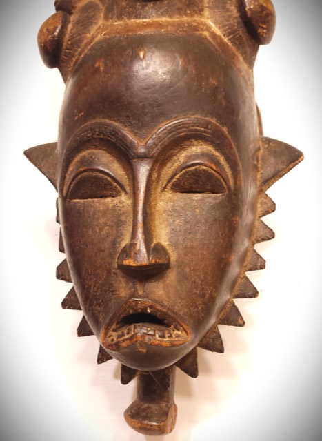 Baule Carved Wood Mask, Ivory Coast, photograph 2