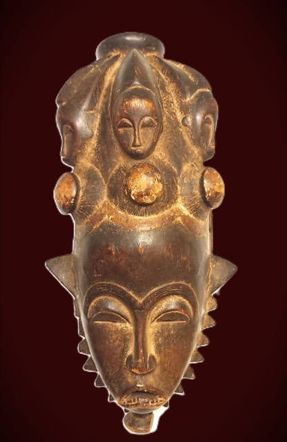 Baule Carved Wood Mask, Ivory Coast, photograph 3
