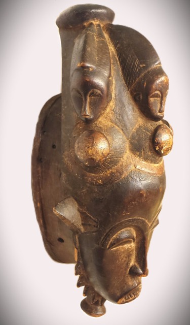 Baule Carved Wood Mask, Ivory Coast, photograph 4