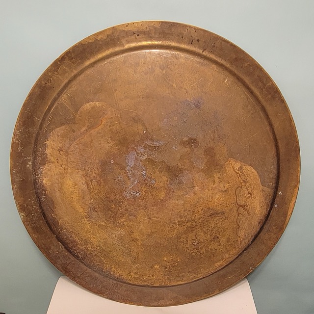 Large Hand-Engraved Moroccan Brass Tray, Fez, photograph 3