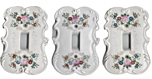 Three Hand-Painted Porcelain Wall Switch Plates