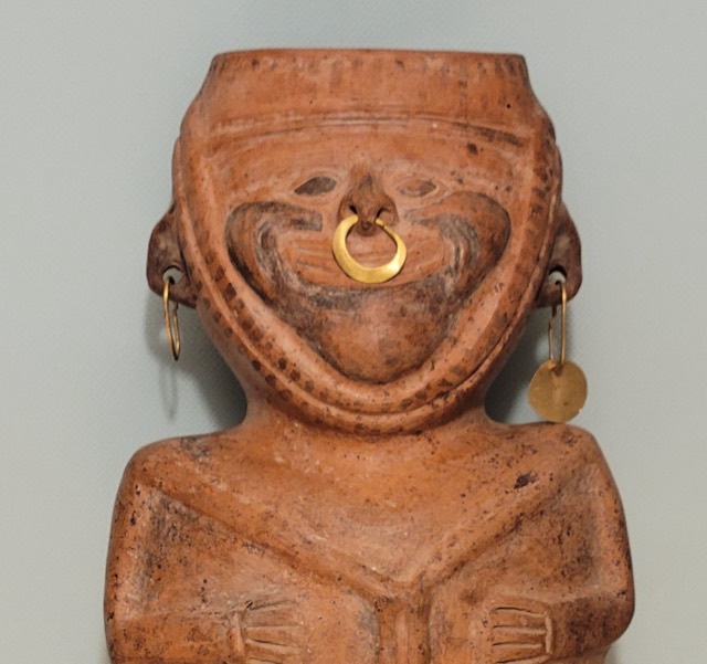 Nayarit Terracotta Figure with 24K Gold Ornaments