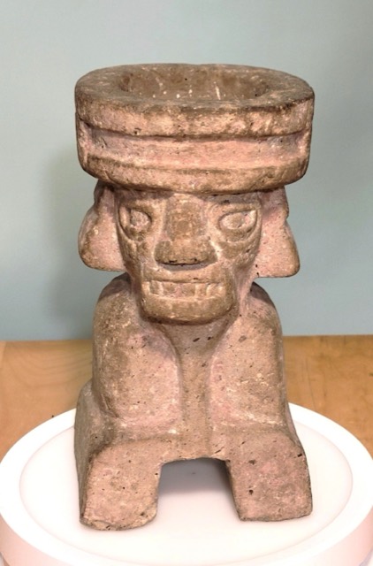 Huehuetéotl Effigy Offertory Vessel, Volcanic Stone