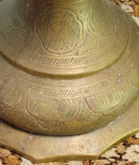 Hand-Engraved Brass Brazier, Jerusalem, Mid-20th Century, photograph 6