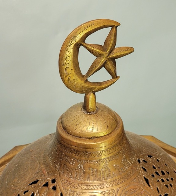 Hand-Engraved Brass Brazier, Jerusalem, Mid-20th Century, photograph 7