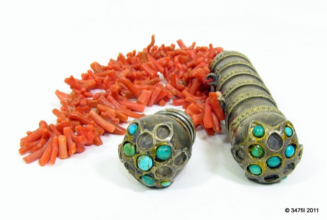 Silver Scroll Amulet on a Coral Necklace, Yemen, photograph 6
