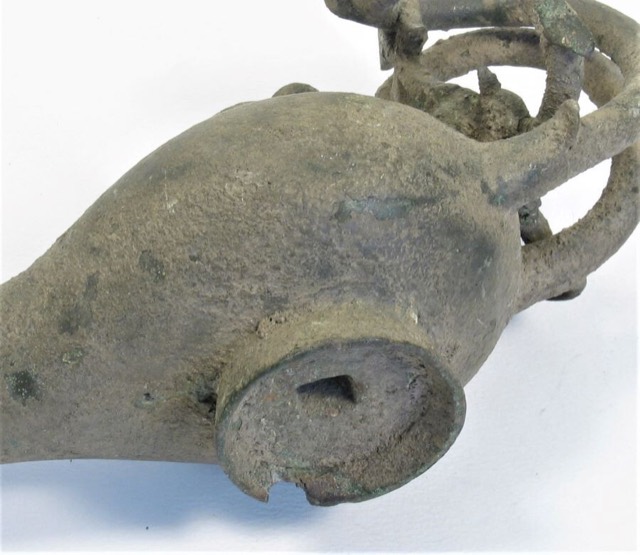 Byzantine Bronze Oil Lamp with Orthodox Cross, photograph 11