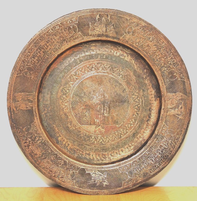 Armenian Church Alms Dish, Engraved Copper Charger