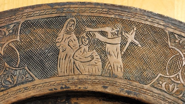 Armenian Church Alms Dish, Engraved Copper Charger, photograph 8