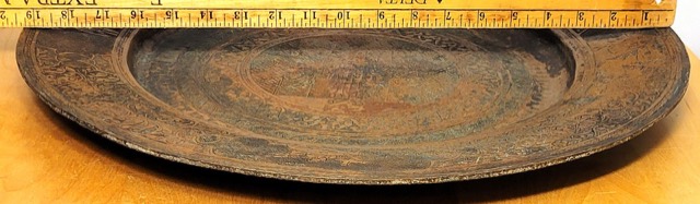 Armenian Church Alms Dish, Engraved Copper Charger, photograph 9