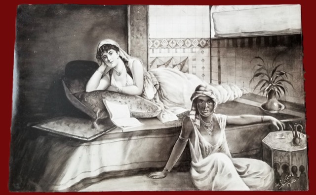 Orientalist Porcelain Plaque by Joe E. Heinz, 1902