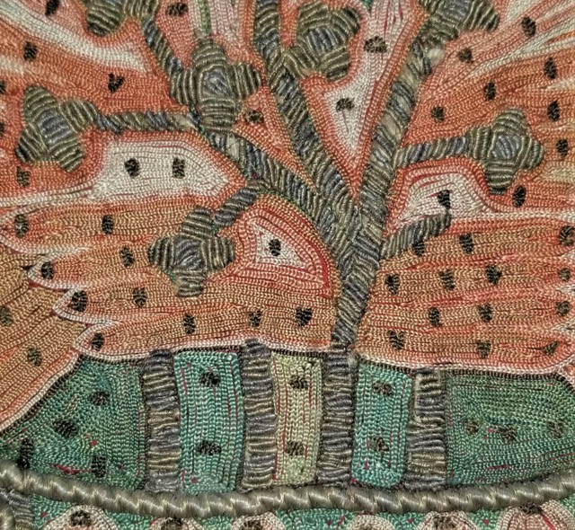 Ottoman Embroidered Pillow Cover, Silk and Gilt Silver Thread, photograph 4