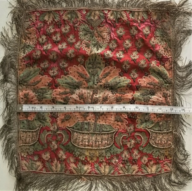 Ottoman Embroidered Pillow Cover, Silk and Gilt Silver Thread, photograph 6